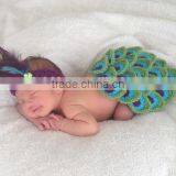 2016 Hot Sale Crochet Baby Clothing Knitting Girl Clothes Peacock Crochet Toddlers Winter Knit Sets thumbnail-1