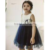 2-8years Baby Girl White and Navy Mesh Dress thumbnail-1