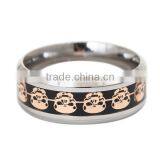 Stainless Steel Unadjustable Rings Silver Tone Golden Skull thumbnail-2