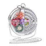 Blue Rhinostone Flower Clutch Bag /ygm Silver Gold Red Portable Purse Evening Bag / Gorgeous Bridal Wedding Purse Party Handbag thumbnail-5