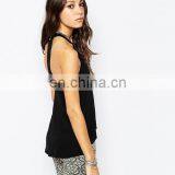 2017 Hot Selling Floral Print Girls High Neck Backless Vest T Shirt thumbnail-3