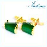 Deluxe Emerald Stone Gold Jewelry Unisex Shirt Cufflinks Brand thumbnail-1