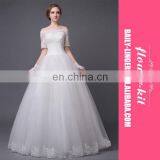 Off-shoulder Lace Wedding Dress A Line Slim Floor Length Bridal Gown thumbnail-1