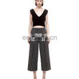 Womens Sexy Dress Crop Top and Check Long Pants Two Piece Set thumbnail-4