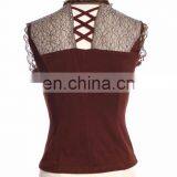 Steam Punk Sleeveless V-cut Lace Top thumbnail-2