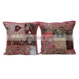 Indian Handmade Patchwork Throw Pillow cover Cushion 17'' Embroidered Beaded Ethnic decorative Vintage Cushion Covers cases
