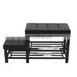 Customized PVC Leather Metal Steel Shoe Racks Bench Storage Organiser Holder Rack At Doorway Entrance thumbnail-1