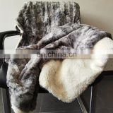 Wholesale high quality Fuzzy cozy Luxury super soft plush fluffy warm shaggy double Fleece  Faux Fur Throw Blanket for sofa