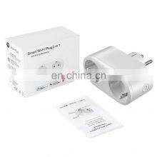 EU Standard OEM Shunt Dual Control Voice Control Timing Switch Smart Life Smart Socket WiFi Smart Socket