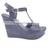 Latest Design China Cheap Women Shoes Summer Snake Print Wedge Buckle Sandals thumbnail-2