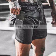 2021 Cheap Men Custom Running Breathable Comfortabled Grey Shorts With Mobile Phone Pocket thumbnail-3