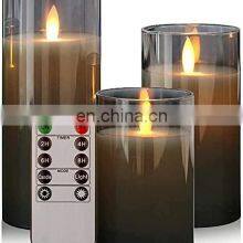 Factory Wholesale 3D Moving Flame Battery Operated Warm Light In Glass Flameless Candle LED