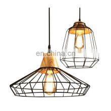 Hot Sale Wooden Base Retro Style Iron Lampshade Led Ceiling Chandeliers Lighting Ceiling Pendant Light Indoor Lighting thumbnail-1