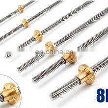 8mm T8 Lead 2mm Stainless Steel Lead Screw T8 Brass Nut For CNC 3D Printer thumbnail-4