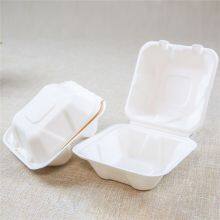 450ml Thick & Sturdy Sugarcane Bagasse Biodegradable 6 Inch Clamshell To Go Burger Box Packaging Custom Paper thumbnail-3