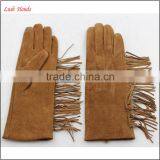 Ladies Wholesale Fashion Touch Deerskin Leather Gloves With Tassel thumbnail-2