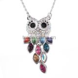 Fashion Jewelry Beautiful Owl Shape Colorful Zircon Necklace