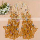 Wholesale Latest Design Lady Floral Screen Printing Silk Scarf thumbnail-2