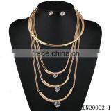 Gold Tube With Crystal Fashion Necklace Silver Tube With Crystal Necklace thumbnail-2