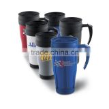 Handled dual walled travel mug work series 16 oz