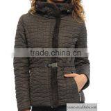 Lady's Fashion Winter Jacket Coffe High Quality Women Fur Hood Jacket Fall