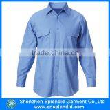 Men Light Blue Long Sleeve Police Security Uniform Work Shirt