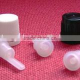 White/Black tamper evident cap for essential oil bottles, DIN 18, plastic dropper + cap