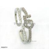 White Diamond Ring Engagement Wedding Antique Copper Ring Plated White Gold thumbnail-3