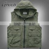 New Arrival 2015 Winter Male Photographer Plus Size Casual Vest Sleeveless Jackets With Hooded Waterproof Outwear Waistcoats thumbnail-3