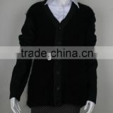 Ladies' V neck long sleeve cardigan coat mixed yarn knitted sweater with button &lining
