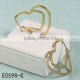18 k Gold Plated Magnetic Stainless Steel Heart Shaped Huggie Earrings for Bride thumbnail-1