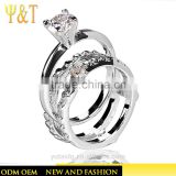 Jingli Jewelry China Factory Zircon Stones 925 Sterling Silver Couple Wedding Ring Set (YJ-0441)