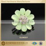 Fancy Flower Design Green Color Teardrop Rhinestone Sewing Buttons