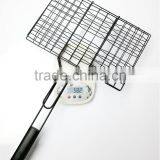 Hot Sale Non-stick Square Wooden Handle BBQ Grill Tools BBQ Grill Basket thumbnail-2