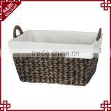 Black Dyeing Water Hyacinth Woven Deep Basket of Dirty Laundry With Liner thumbnail-6