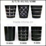 Classic Black Spray Colored Hand Cut Glass Candle Jar thumbnail-4