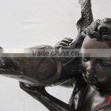 Little Male Angel Statue With Fish Sculpture thumbnail-2