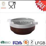 Korean Style Melamine Bowl With Two Handles,Two Tone Melamine Salad Bowl thumbnail-1