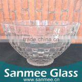 Super Capacity Grid Pattern Glass Bowl Fire Bowl Quartz Glass Fruit Bowl