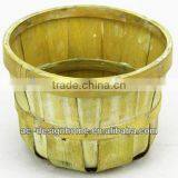 GOLDEN YELLOW WASH ROUND BAMBOO CHIP BASKET thumbnail-1