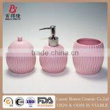 3 PCS Pink Ceramic Bathroom Accessory Set thumbnail-1