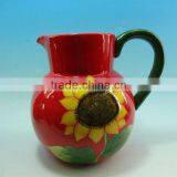 2015 Hot Sale Sunflower Handpainted Ceramic Red Milk Jug thumbnail-1