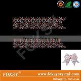 Red Cheer Bow Strip Rhinestone Iron On Bling Transfer Trim Applique thumbnail-4