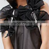 Summer Dress For Women Black Lightweight Organza Contrast Lining Crew Neck Bow Detail Midi Organza Dress thumbnail-6