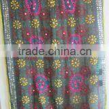 Black Multicolor PHULKARI GEORGETTE DUPATTA SHAWL, Hand Embroidery
