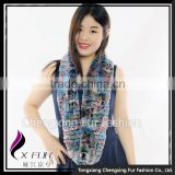 CX-S-125B 2017 Girls Collar Fashion Lady 100% Rex Rabbit Fur Scarf