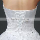 MGOO High Quality Empire Hand Work Tail Wedding Dress Korea Style Bridal Strapless Dress Italian Wedding Dress Sleeveless thumbnail-4