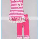 Boutique Baby Clothes Pink And White Stripes Sleeveless Top Pink Cake Ruffle Pants Casual Comfortable Toddler Outfit