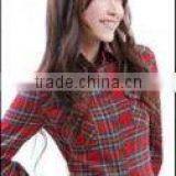Bulk Wholesale 22 Colors Girl's Plaid Flannel Shirt Female Long-sleeved Plaid Shirt thumbnail-3