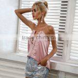 Sexy Streetwear Satin Adjustable Strap Camisole Womens Tank Top Summer Vest With Lining thumbnail-3
